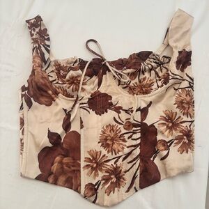 Olivaceous from Ruby and Jenna 
Floral Cropped Bustier Top